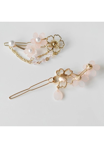 C Yeni Kawaii Sakura Çiçek Tokalar Vintage Zarif Inci Püskül Tokası Çin Tradditonal Hanfu Saç Aksesuarları Kadınlar Için (Yurt Dışından) indirimleri