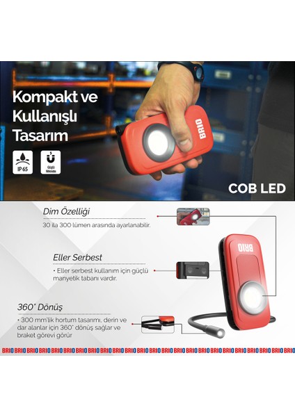 Usb Şarjlı, Esnek, Eller Serbest, Mıknatıslı, Kamp, Tamirci Led Lambası 300 L modelleri