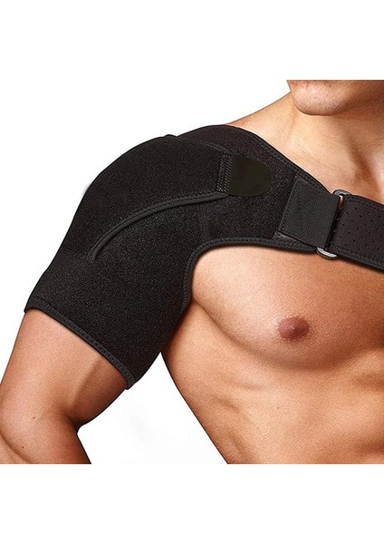 Siyah Bir Boyut Unisex Ayarlanabilir Spor Salonu Spor Bakımı Tek Omuz Desteği Geri Brace Koruma Kayışı Kadın Erkek Omuz Desteği Kemer (Yurt Dışından)