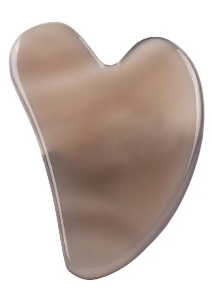 Gri Akik Renk Pembe Kristal Kalp Mor Yüz Masaj Taşı (Yurt Dışından)