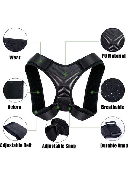 L-Siyah Sırt Duruş Düzeltici Kemer Ayarlanabilir Omuz Boyun Omurga Yeniden Şekillendirme Vücut Için Sütun Duruş Düzeltme Kadın Erkek Düzleştirici (Yurt Dışından) fırsatları