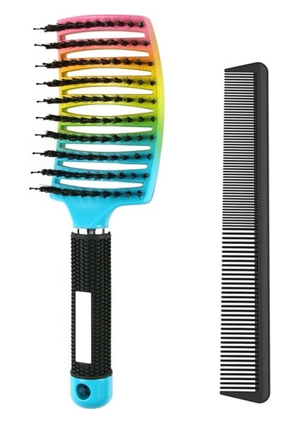 Set Bir Saç Fırçası Saç Tarak Dolaşık Açıcı Saç Fırçası Kıl ve Naylon Kadın Islak Masaj Tarak Kıvırcık Kuaförlük Salon Şekillendirici Araçları (Yurt Dışından)