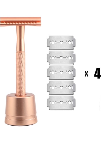 Rose Gold Set Haward Rose Gold Emniyetli Jilet Erkekler ve Kadınlar Için Yeniden Kullanılabilir Çift Kenarlı Jilet Klasik Metal Manuel Tıraş Makinesi 20 Tıraş Bıçaklı (Yurt Dışından)