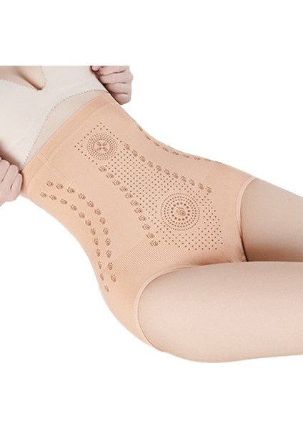 Fildişi M Naylon Şekli Kalça Kaldırma Külot Yüksek Bel Negatif Iyon Karın Pantolon Traceless Dikişsiz Düz Renk Pamuk Kasık Kadınlar Için (Yurt Dışından)