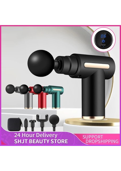 Kırmızı LCD Ekran Tip C Şarj Mini Masaj Tabancası Derin Doku Perküsyon Rahatlama Kas Vücut Boyun Gevşetme Kadın Için LCD Massageador Fitness Pistolas Fasya Tabancası (Yurt Dışından) fiyatları