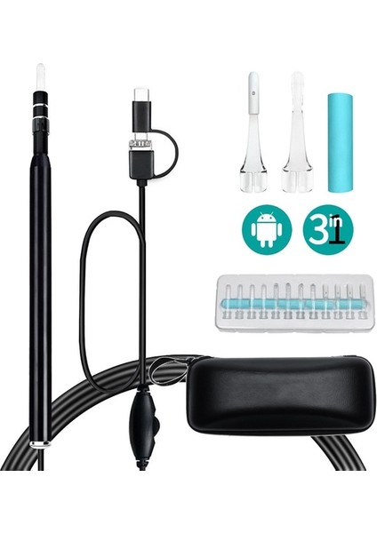 Tam Siyah USB Hd Görsel Kulak Kiri Temizleme Endoskop Otoskop Kaşık Kamera Borescope Android Pc Tablet Kulak Kiri Temizleme Seçim Kulak Temizleyici Aracı (Yurt Dışından)