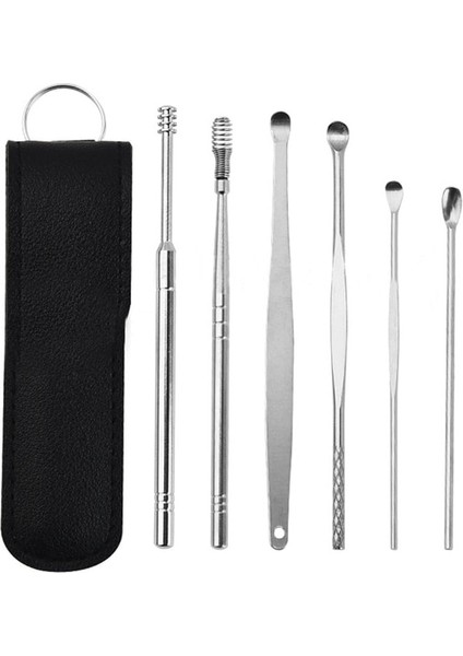Siyah 6 Adet Kulak Temizleyici Balmumu Temizleme Aracı Paslanmaz Çelik Kulak Tıkacı Çubukları Kulak Temizleyici Kaşık Kulak Kiri Sökücü Curette Kulak Temizleme Çubuğu Temizleme (Yurt Dışından)