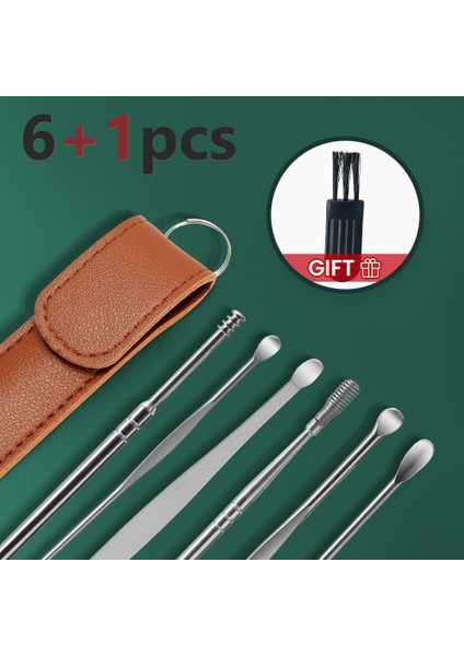 Siyah 6 Adet Kulak Temizleyici Balmumu Temizleme Aracı Paslanmaz Çelik Kulak Tıkacı Çubukları Kulak Temizleyici Kaşık Kulak Kiri Sökücü Curette Kulak Temizleme Çubuğu Temizleme (Yurt Dışından)