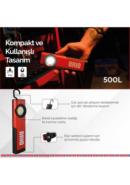 Usb Şarjlı, Mıknatıslı, Askılı, Led Fener, Led Lamba 500 Lümen Tamirci Feneri modelleri