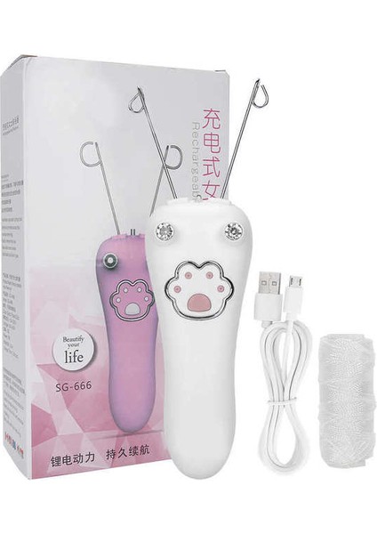 Beyaz Elektrikli Pamuk Ipliği Epilatör Bayan Yüz Vücut Saç Çıkarıcı Şarj Edilebilir Çekme Yüzey Cihazı Temizleme Aracı Yüz Epilatör (Yurt Dışından)