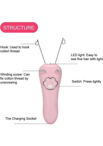 Beyaz Elektrikli Pamuk Ipliği Epilatör Bayan Yüz Vücut Saç Çıkarıcı Şarj Edilebilir Çekme Yüzey Cihazı Temizleme Aracı Yüz Epilatör (Yurt Dışından) modelleri