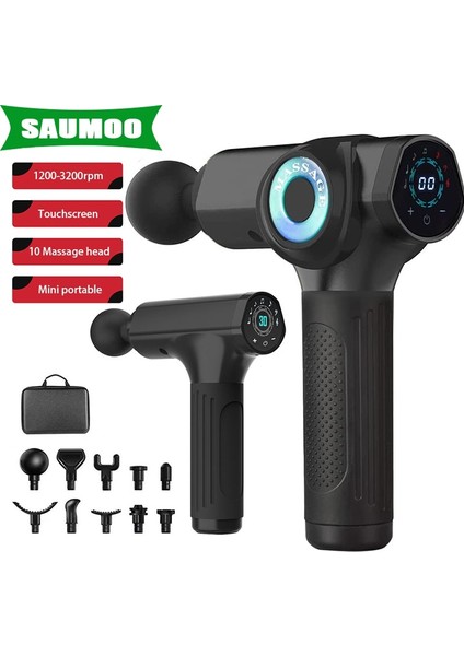B Yeşil 10 Kafa LCD Yüksek Frekanslı Fasya Tabancası Masaj Taşınabilir Çanta Terapi Tabancası Fitness Masaj Tabancası Kas Relax Vücut Gevşeme (Yurt Dışından)