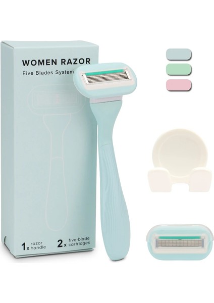 Yeşil 4 Yedek Haward Kadın Tıraş Makinesi, 5 Bıçaklı Kadın Tıraş Makinesi, Kadın Hassas Ciltler Için Bantlı, 1 Saplı ve 2 Yedekli ve 1 Kancalı (Yurt Dışından)