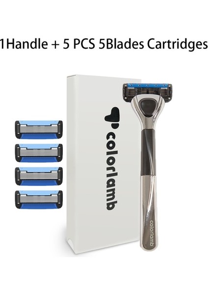 Siyah C Set Colorlamb Siyah Gümüş Erkek Jilet Manuel Tıraş Makinesi Düzeltici ile Set 5 Katmanlı Paslanmaz Çelik Bıçaklar 50G Metal Berber Aracı (Yurt Dışından) fiyatları