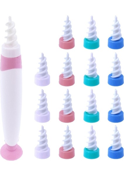 PINK-XY-16PCS 16 Adet Kulak Temizleyici Silikon Kulak Kaşığı Araç Seti 360° Bakım Yumuşak Spiral Kulaklar Bakımı Sağlık Araçları Temizleme Kulak Kiri Temizleme Aracı (Yurt Dışından)