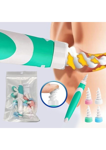 PINK-XY-16PCS 16 Adet Kulak Temizleyici Silikon Kulak Kaşığı Araç Seti 360° Bakım Yumuşak Spiral Kulaklar Bakımı Sağlık Araçları Temizleme Kulak Kiri Temizleme Aracı (Yurt Dışından)