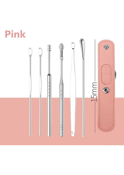 Pink-2 6 Adet/takım Pu Deri Kılıf Kulak Tıkacı Çubukları Kulak Kiri Sökücü Kulak Seçici Temizleme Temizleyici Kaşık Küret Kulak Koruyucu Balmumu Temizleme Aracı (Yurt Dışından) fiyatları