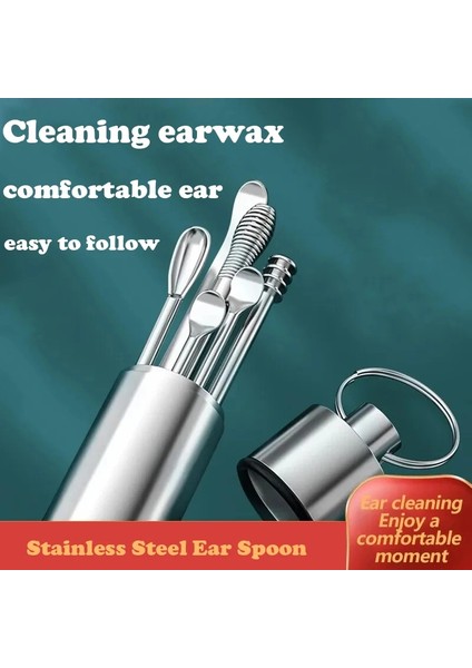 Silver-7pcs Paslanmaz Çelik Kulak Kaşığı Kulak Kiri Toplama Aracı Entegre Insanlar Çocuk Spiral Barbekü Kulak Kaşığı Kulak Temizleyici 6 Parça Set (Yurt Dışından) fırsatları