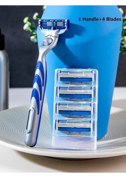 1 Sap 4 Bıçak 1 Sap +4 Bıçak/erkek Emniyetli Tıraş Bıçağı Dayanıklı Paslanmaz Çelik Tıraş Kartuşları Tıraş Makinesi Yedek Başlıklar (Yurt Dışından)