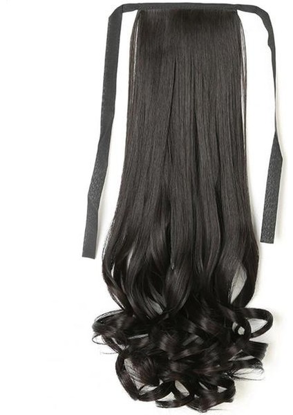 Kahverengi Siyah 58 cm Uzun Saç Uzatma Peruk Yüksek Sıcaklık Fiber At Kuyruğu Armut Çiçek Bandı At Kuyruğu Saç Kadın Için (Yurt Dışından)