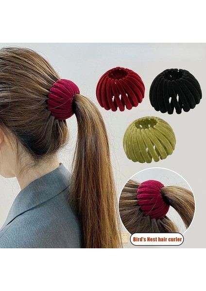 Kadife Pembe Sihirli Saç Klip Kuş Yuva Şekilli Saç Tutucu Kadife Saç Halkası Top Kafa Saç Cihazı Yüksek At Kuyruğu Artefakt Saç Aksesuarları (Yurt Dışından) modelleri