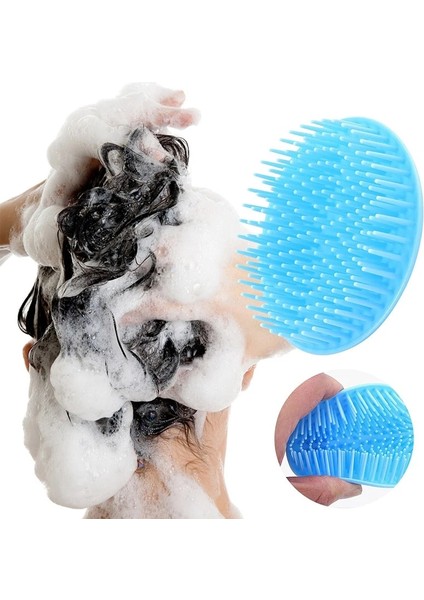 Mavi Taşınabilir Silikon Saç Baş Masajı Fırça Masaj Şampuan Fırçası Duş Temizleyici Banyo Baş Masajı Saç Yıkama Tarağı (Yurt Dışından) fırsatları