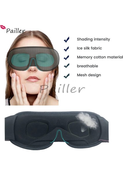 Siyah Yeni Marka 3D Uyku Maskesi Blok Out Işık Uyku Maskesi Gözler Slaapmasker Göz Gölge Körü Körüne Uyku Yardımı Yüz Maskesi Eyepatch (Yurt Dışından) modelleri