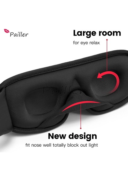 Siyah Yeni Marka 3D Uyku Maskesi Blok Out Işık Uyku Maskesi Gözler Slaapmasker Göz Gölge Körü Körüne Uyku Yardımı Yüz Maskesi Eyepatch (Yurt Dışından) indirimleri