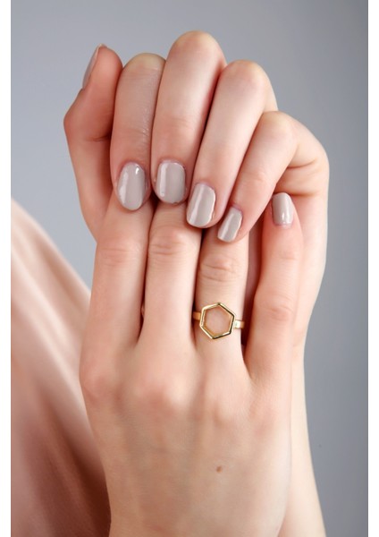 Kadın Altın Kaplama Ince Altıgen Yüzük modelleri