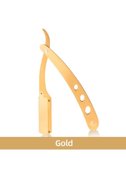 Altın 4 Renk Metal Manuel Jilet Berber Profesyonel Düz Kenar Erkek Jilet Değiştirilebilir Bıçaklı Jilet Katlanır Jilet Aracı (Yurt Dışından)