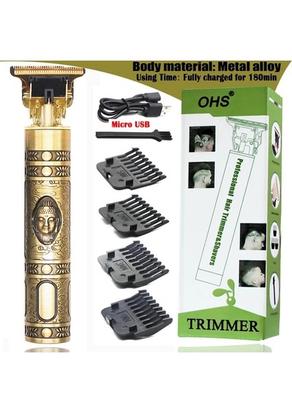 Metal Metal Buddaha Saç Kesme Makinesi T9 Vintage Saç Düzeltici Erkekler Için Berber Makası Profesyonel USB Şarj Edilebilir Elektrikli Sakal Tıraş Makinesi 0.1mm (Yurt Dışından) fiyatları