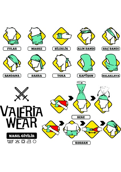 VAV Wear Desenli Motorcu Boyunluğu Buff Bandana Saç Bandı