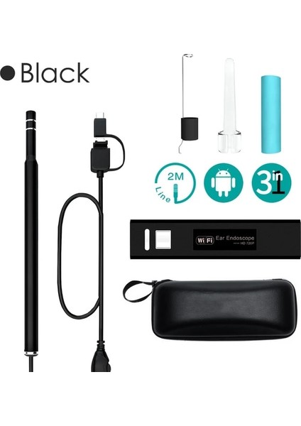 Siyah 1.3mp Wifi Tıbbi USB 720 P Hd Görsel Kulak Endoskop Otoskop Kaşık Kamera Borescope Android Pc Ios Tablet Iphone Kulak Seçici Aracı (Yurt Dışından) fiyatları
