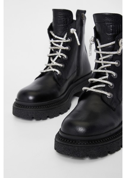 Kadın Siyah Deri Casual Bot 775 396891 Bn Bot SK23/24 modelleri