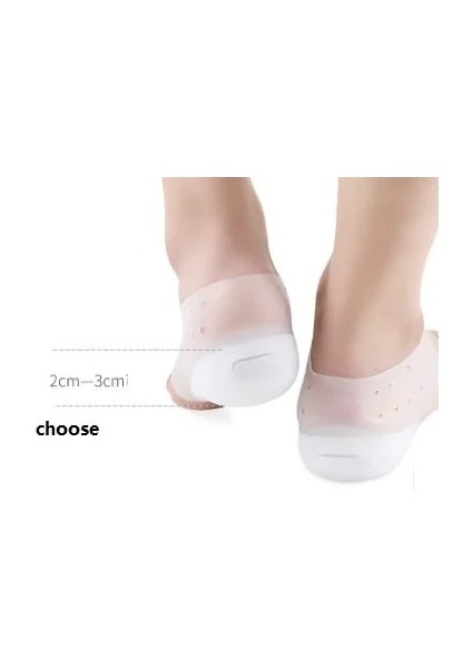 Pembe 2 cm Görünmez Yüksekliği Artan Astarı Silikon Topuk Çorap Kadın Erkek Tabanlık Plantar Fasiit Için 2-3 cm Tabanlık Ayak Bakımı Aracı (Yurt Dışından)