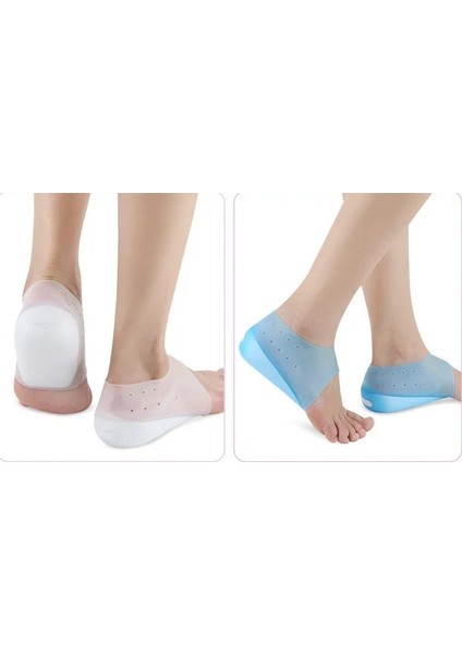 Pembe 2 cm Görünmez Yüksekliği Artan Astarı Silikon Topuk Çorap Kadın Erkek Tabanlık Plantar Fasiit Için 2-3 cm Tabanlık Ayak Bakımı Aracı (Yurt Dışından)