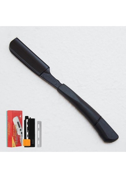 Siyah Jilet Seti 04 6 "gümüş Siyah Silika Jel Düz Jilet Erkekler Kadınlar Için Berber Tıraş Bıçağı Bahar Tasarım Sakal Yüz Koltukaltı Vücut Bıçaklı (Yurt Dışından)