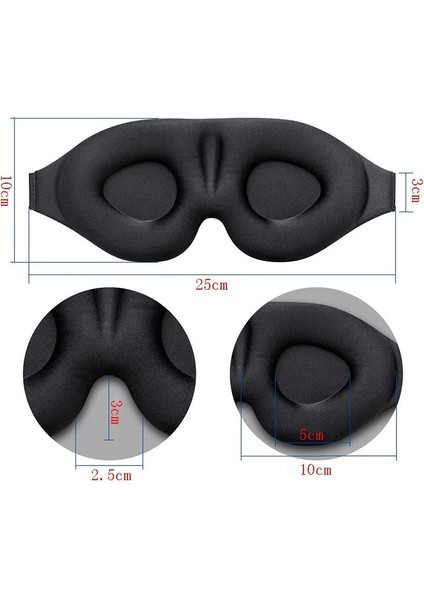 Siyah 3D Konturlu Fincan Uyku Göz Maskesi ve Körü Körüne Içbükey Kalıplı Gece Blok Out Işık Yumuşak Konfor Göz Gölge Kapak Erkekler Kadınlar Için (Yurt Dışından)
