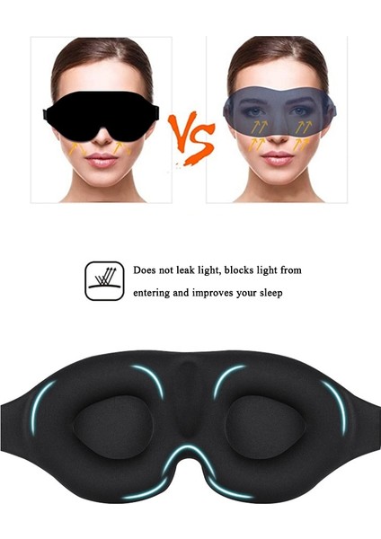 Siyah 3D Konturlu Fincan Uyku Göz Maskesi ve Körü Körüne Içbükey Kalıplı Gece Blok Out Işık Yumuşak Konfor Göz Gölge Kapak Erkekler Kadınlar Için (Yurt Dışından)
