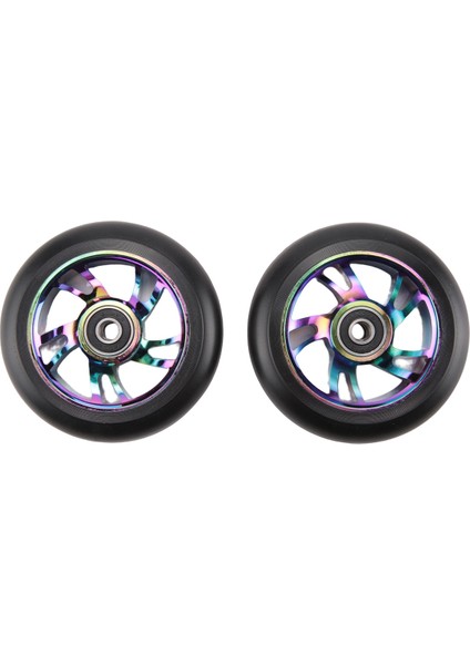 2 Adet 100MM Scooter Yedek Tekerlekler Rulmanlı Dublör Scooter Pu Tekerlekler Sallanan Arabalar, Aşırı Arabalar, Scooter (Yurt Dışından)
