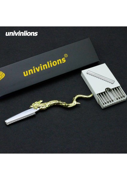 B-1-F10BLADES Univinlions Paslanmaz Ejderha Düz Tıraş Bıçağı Berber Inceltme Jilet Kuaför Salonu Jilet Saç 10 Adet Bıçaklı (Yurt Dışından)