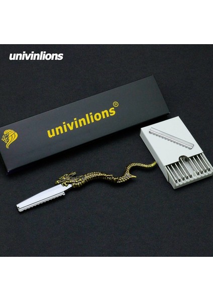 B-1-F10BLADES Univinlions Paslanmaz Ejderha Düz Tıraş Bıçağı Berber Inceltme Jilet Kuaför Salonu Jilet Saç 10 Adet Bıçaklı (Yurt Dışından)