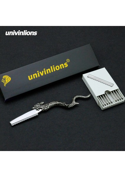 B-1-F10BLADES Univinlions Paslanmaz Ejderha Düz Tıraş Bıçağı Berber Inceltme Jilet Kuaför Salonu Jilet Saç 10 Adet Bıçaklı (Yurt Dışından)