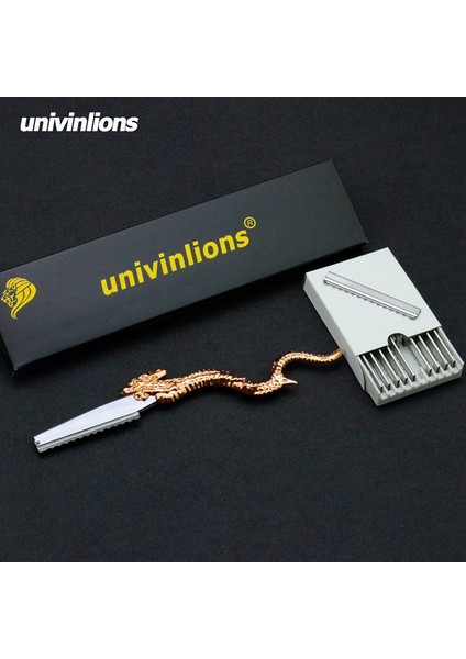B-1-F10BLADES Univinlions Paslanmaz Ejderha Düz Tıraş Bıçağı Berber Inceltme Jilet Kuaför Salonu Jilet Saç 10 Adet Bıçaklı (Yurt Dışından)