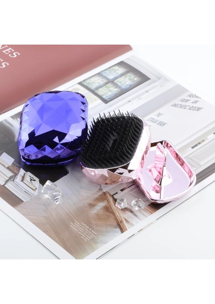 Gül Altın Taşınabilir Dolaşık Açıcı Saç Fırçası Yumuşak Dişler Dolaşık Saç Tarağı Dazzle Magic Kuaför Salonu Şekillendirme Araçları ile Kılıf (Yurt Dışından)