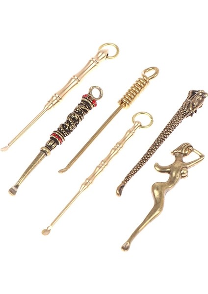 61X7MM 1 Adet Kulak Kaşık Retro Pirinç Ejderha Taşınabilir Kulak Temizleme Aracı Kulak Temizleme Çubuğu Kulak Balmumu Sökücü Curette Temizleyici Anahtarlık Kolye (Yurt Dışından)