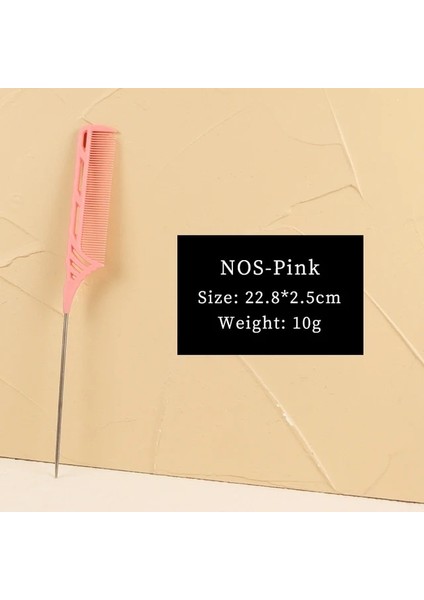Nos Pembe Tam Aralığı Profesyonel Metal Pin Anti-Statik Ince Diş Sıçan Kuyruğu Saç Tarağı Saç Ayrılık Tarak (Yurt Dışından)
