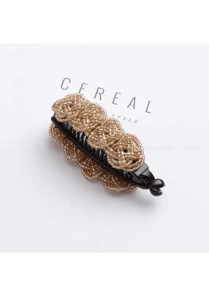 Altın 8.5 cm Kore Kristal Boncuk Sürümü Küçük Firkete Muz Klip 8 cm Dikey Klip Büküm Klip At Kuyruğu Klip At Kuyruğu Toka 4 Renk (Yurt Dışından)