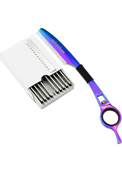 Gümüş Univinlions Renkli Saç Inceltme Jilet + 10 Bıçaklar Düz Berber Jileti Kuaförlük Kesici Saç Kesimi Bıçak Tiner Çubuk Jilet (Yurt Dışından) modelleri