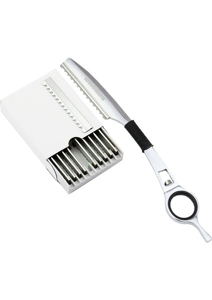 Gümüş Univinlions Renkli Saç Inceltme Jilet + 10 Bıçaklar Düz Berber Jileti Kuaförlük Kesici Saç Kesimi Bıçak Tiner Çubuk Jilet (Yurt Dışından) indirimleri